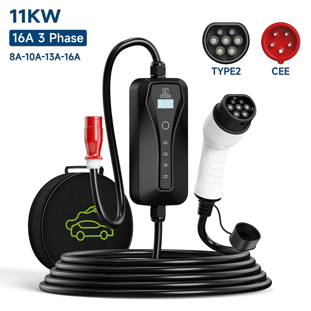 Type 2 Portable Ev Charger 11Kw Cee - Ładowarka samochodowa 11KW 16A typu 2