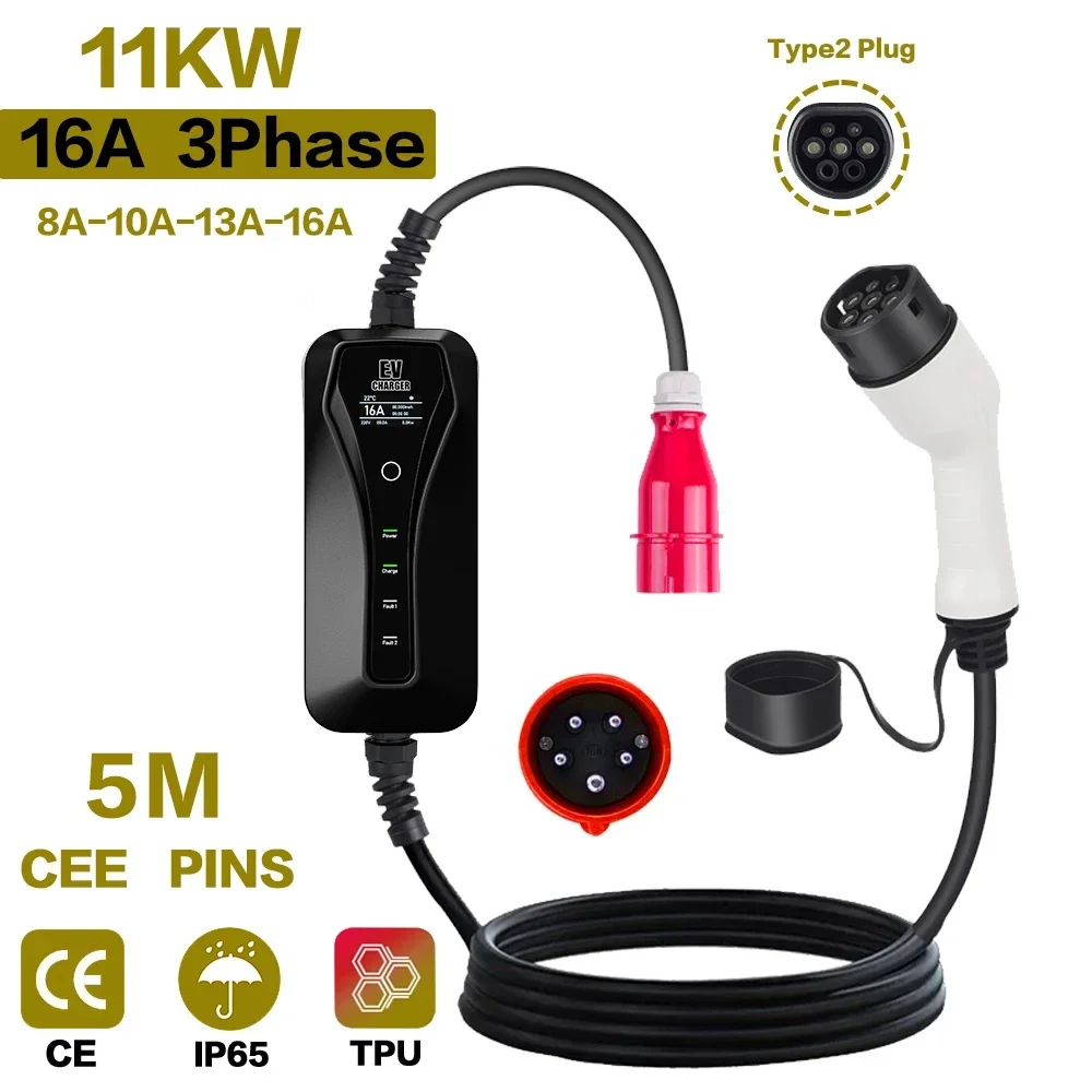 Przenośna ładowarka EV 11KW 16 – Type 2 Portable Ev Charger 11Kw Cee recenzja i cena