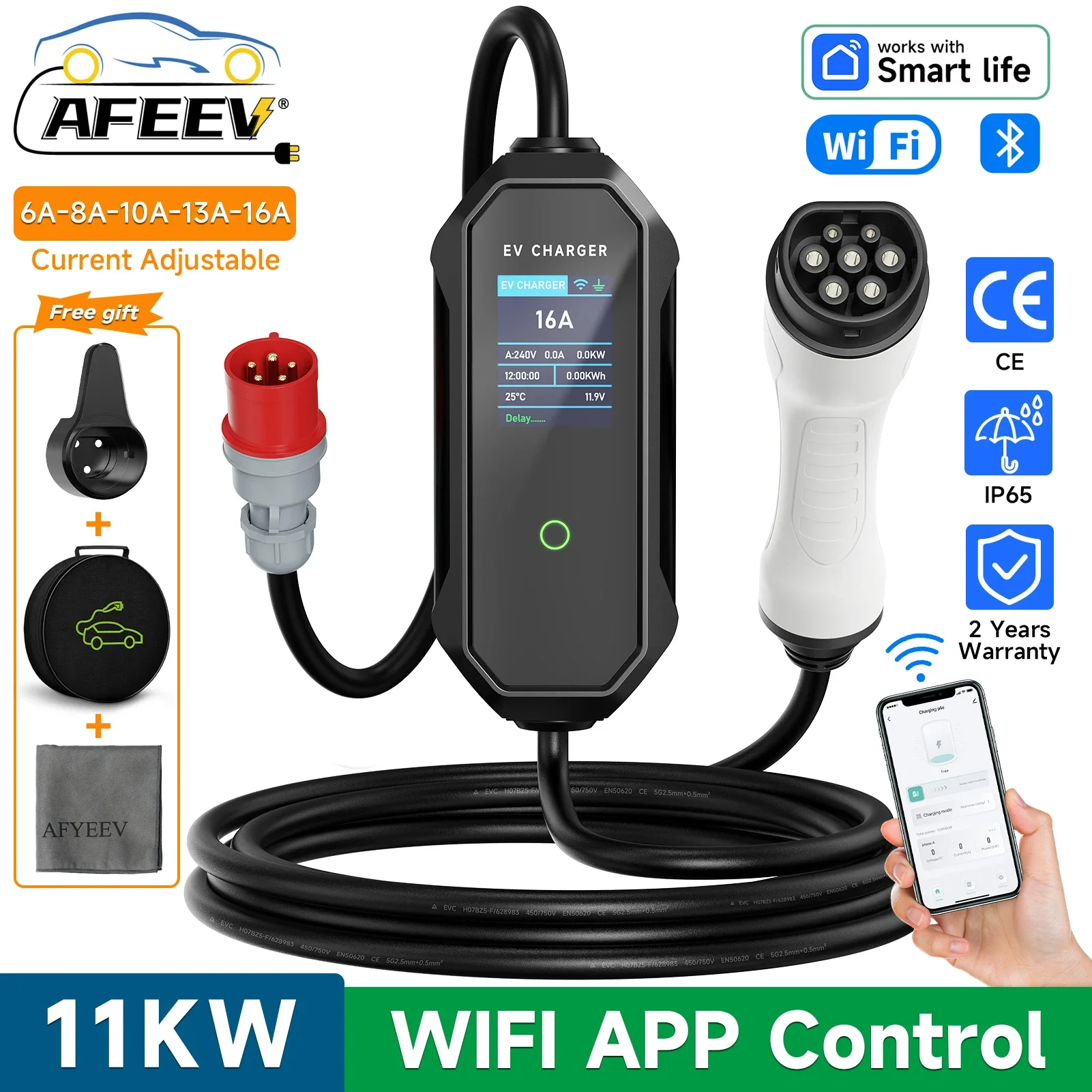 AFEEV Przenośna ładowarka EV t – Type 2 Portable Ev Charger 11Kw Cee recenzja i cena